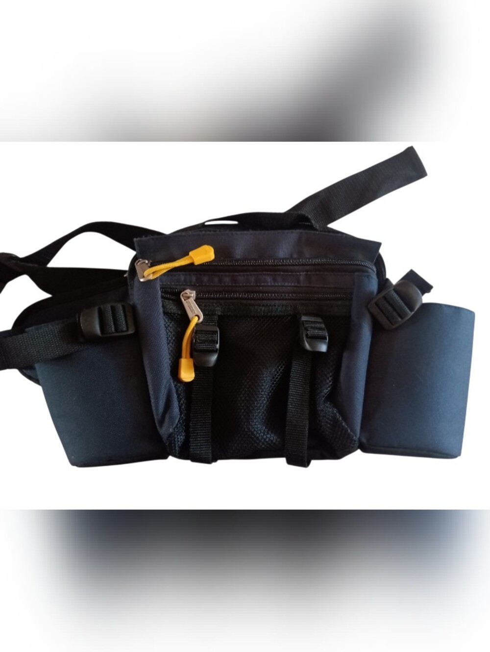 Everest BH16 Black Dual-Bottle Hydration Waist Pack Isulated Holders Pull Zips